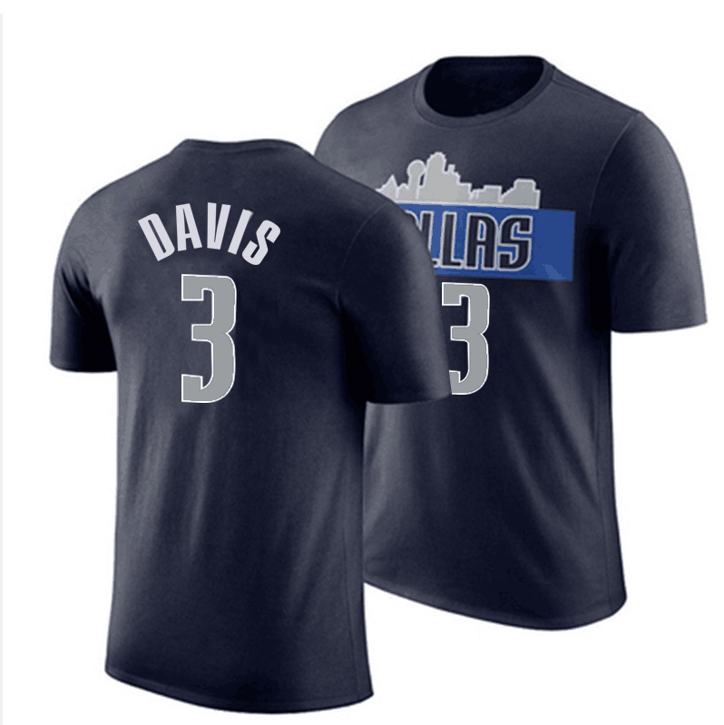 Men NBA Dallas Mavericks #3 Davis blue T shirts style 2
